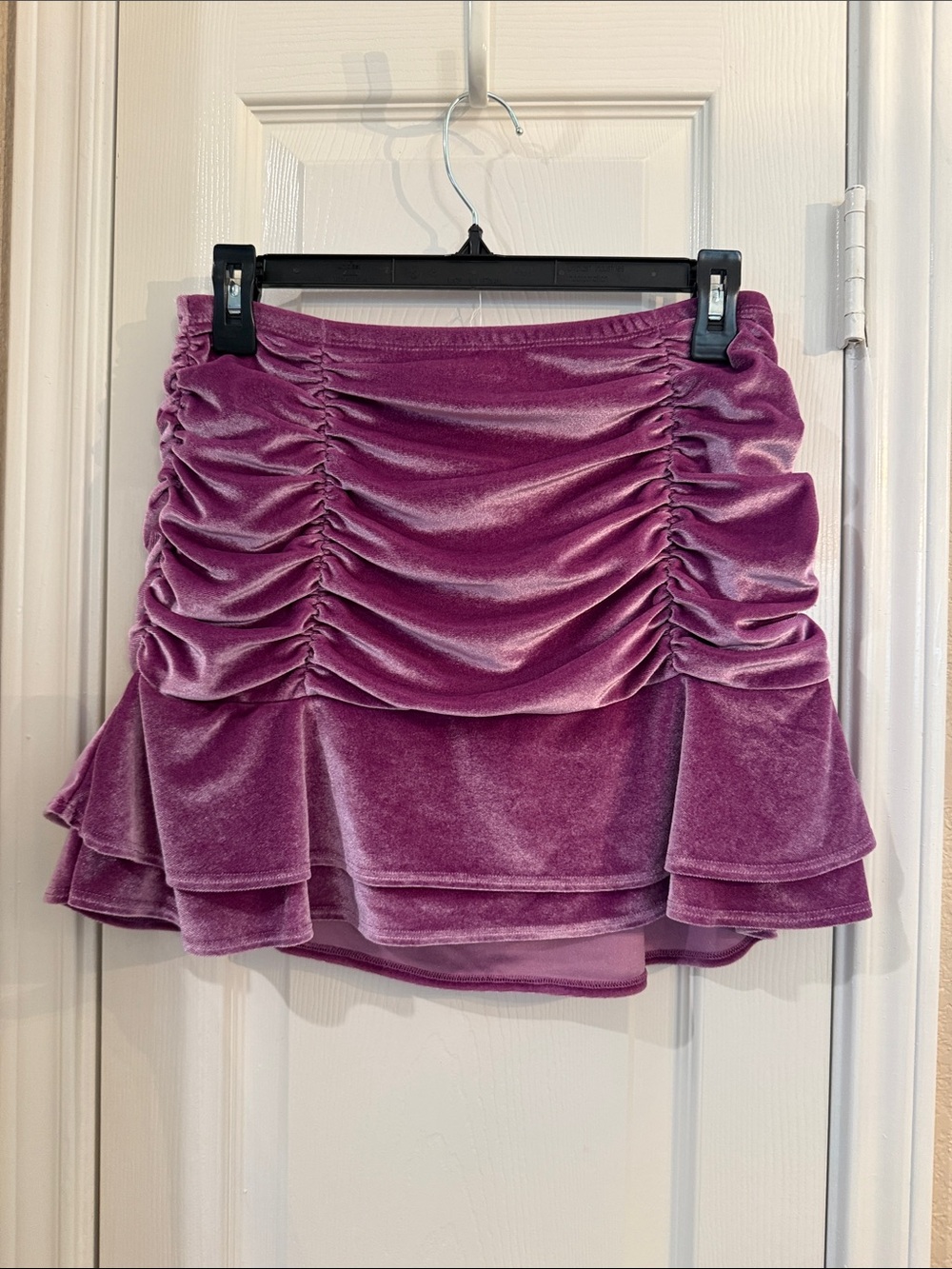 wild fable Ruched Velvet Mini Skirt in Purple